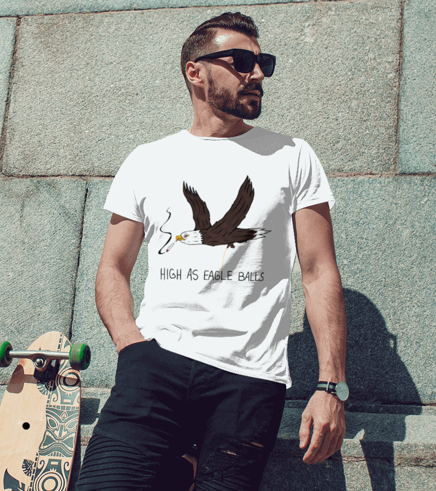 High As Eagle Balls Smoking Eagle Meme T-Shirt