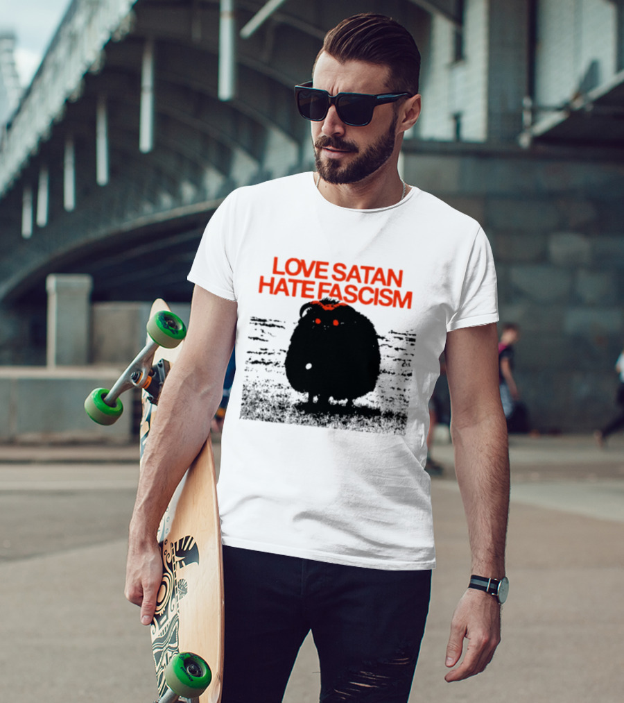 Love Satan Hate Fascism Cat Anti Fascist T-Shirt