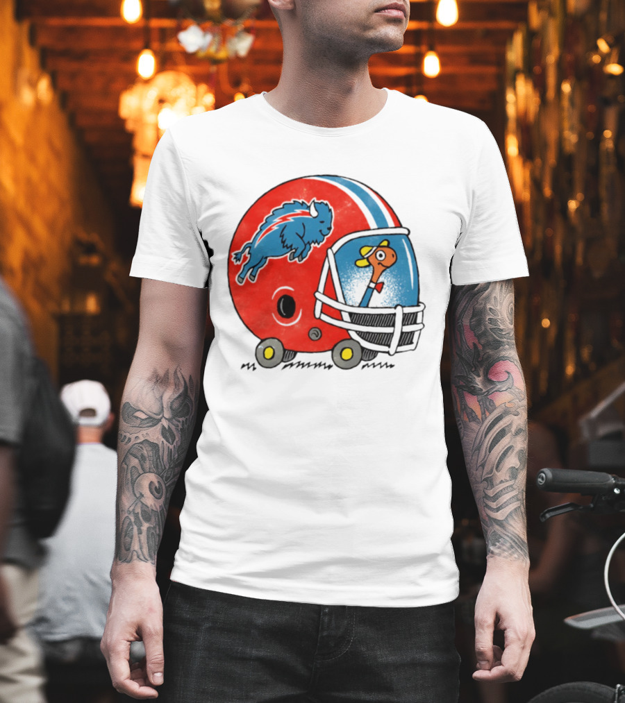 Lowly Worm Wearing Buffalo Bills Football Helmet With Buffalo T-Shirt