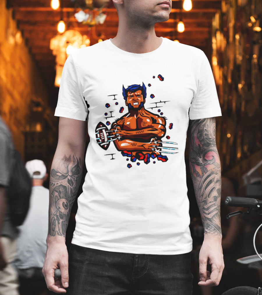 Marvel Wolverine Football Caricature Bold Comic T-Shirt