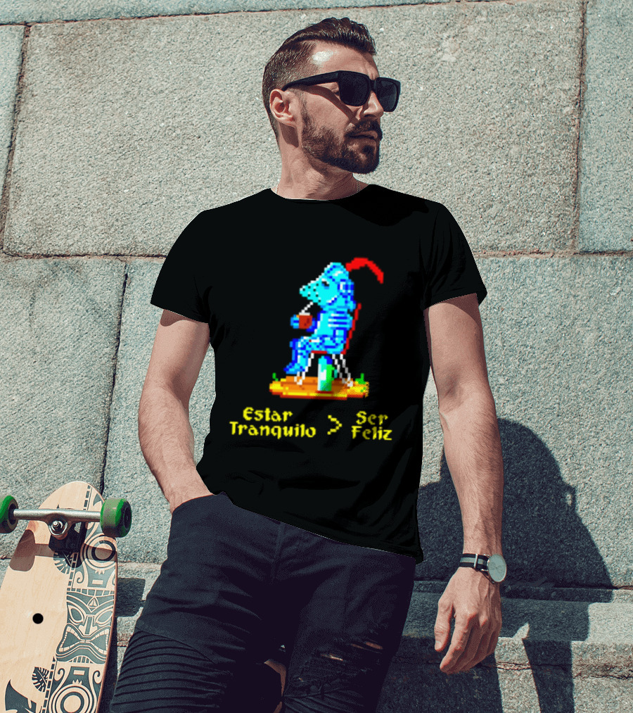 Estar Tranquilo Ser Feliz Pixel Knight Retro Gaming Aesthetic T-Shirt