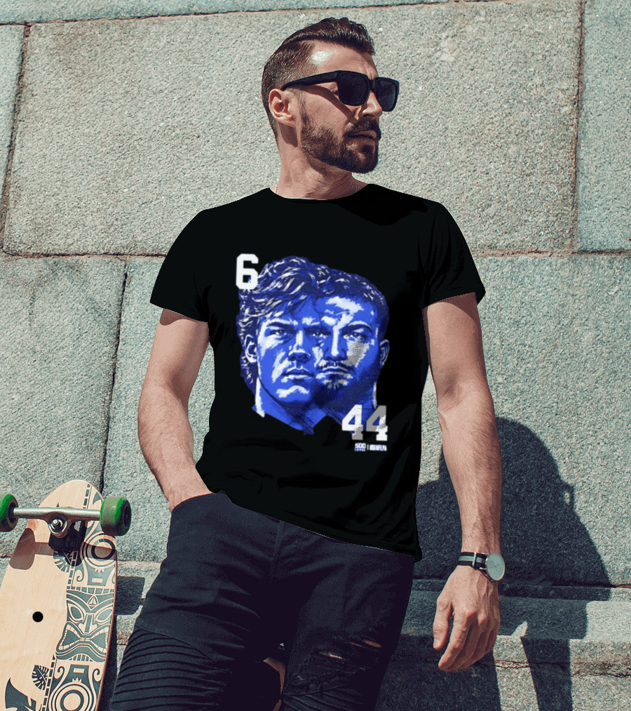 Jaxson Dart Cam Skattebo 6 44 New York Giants Face Morph Sports Fan T-Shirt