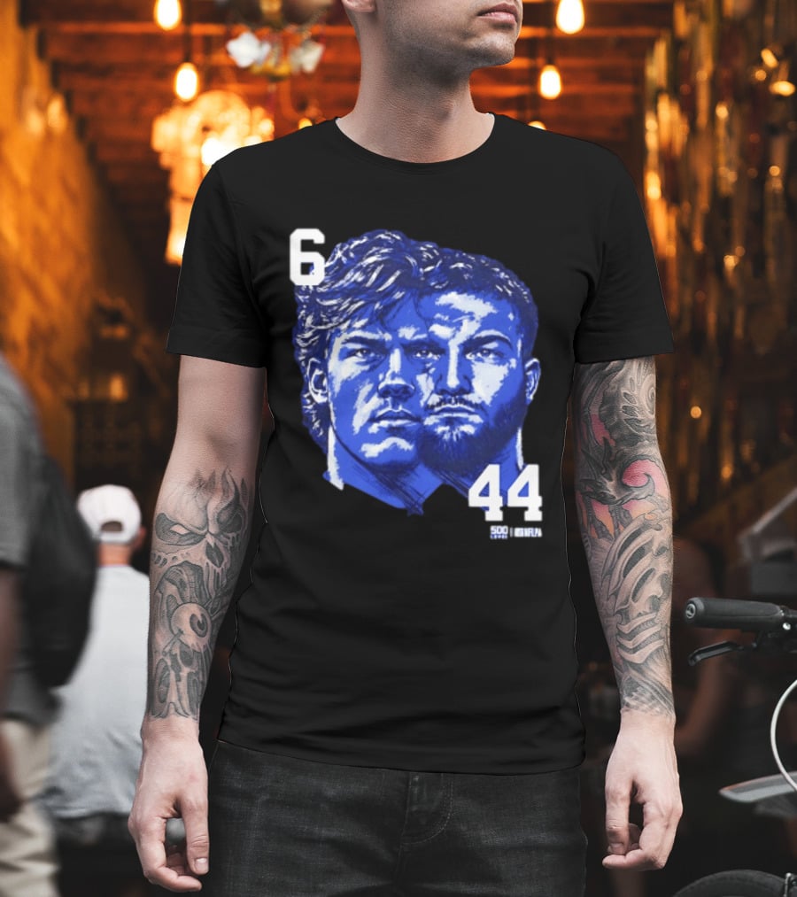 Jaxson Dart Cam Skattebo 6 44 New York Giants Face Morph Sports Fan T-Shirt