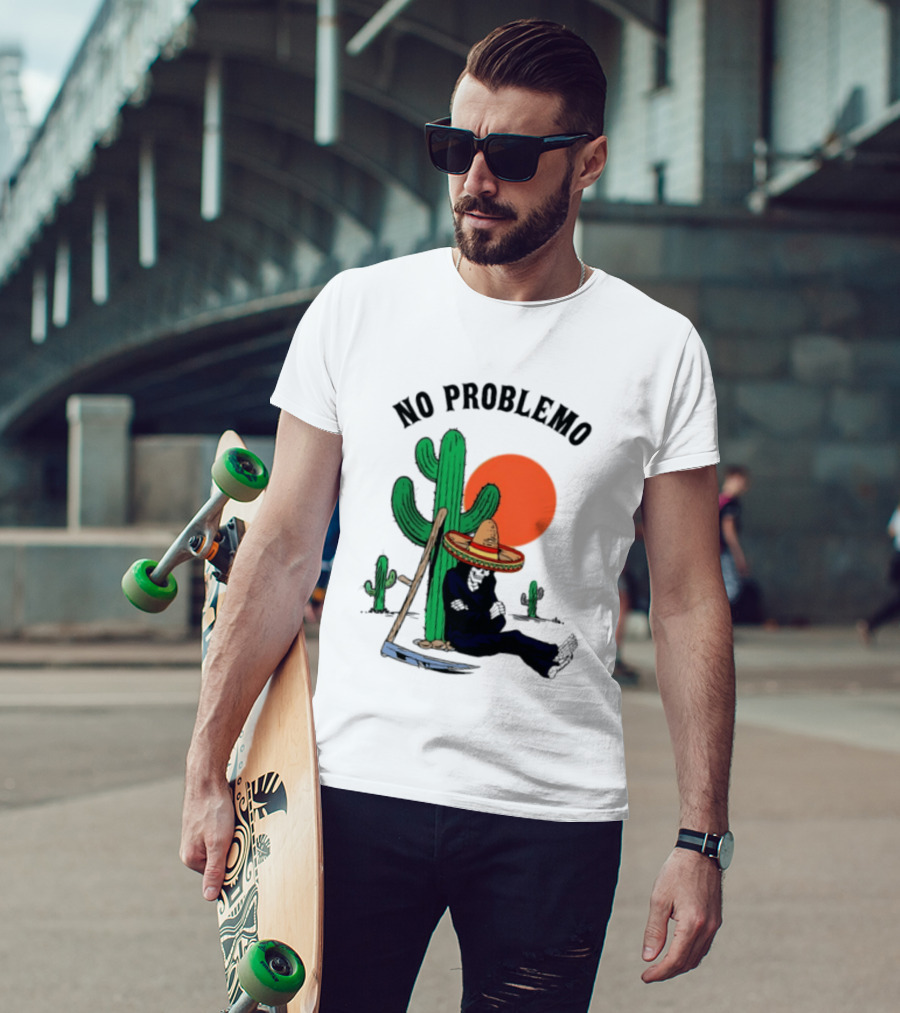 No Problemo Grim Reaper Sombrero Cactus Sunset Mexico T-Shirt