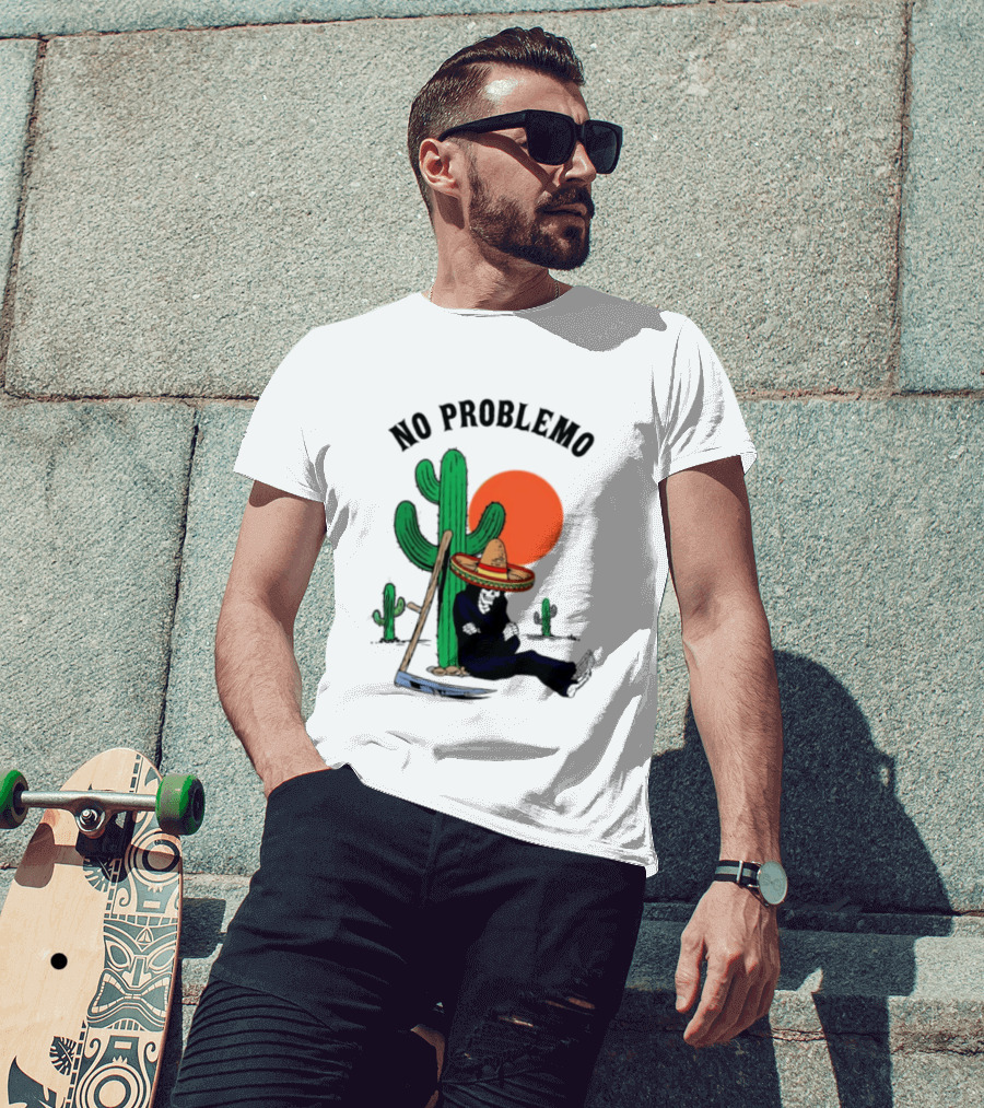 No Problemo Grim Reaper Sombrero Cactus Sunset Mexico T-Shirt
