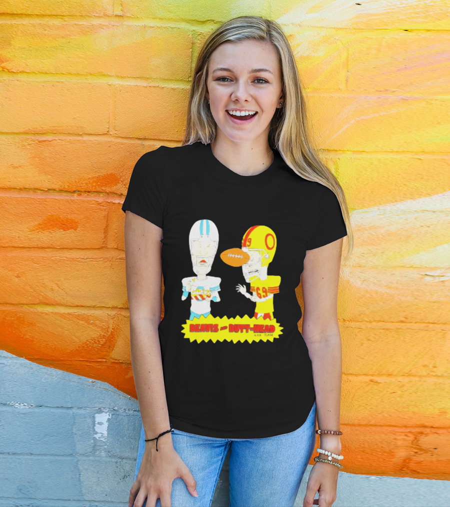 Beavis And Butt Head Football Parody Player Cartoons MTV Series 90s Humor T-Shirt