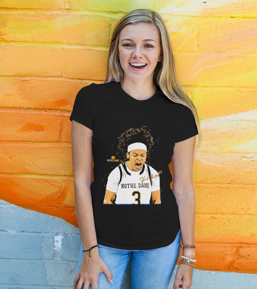 Notre Dame Basketball Hannah Hidalgo Caricature Number 3 NCAA Women's Player T-Shirt