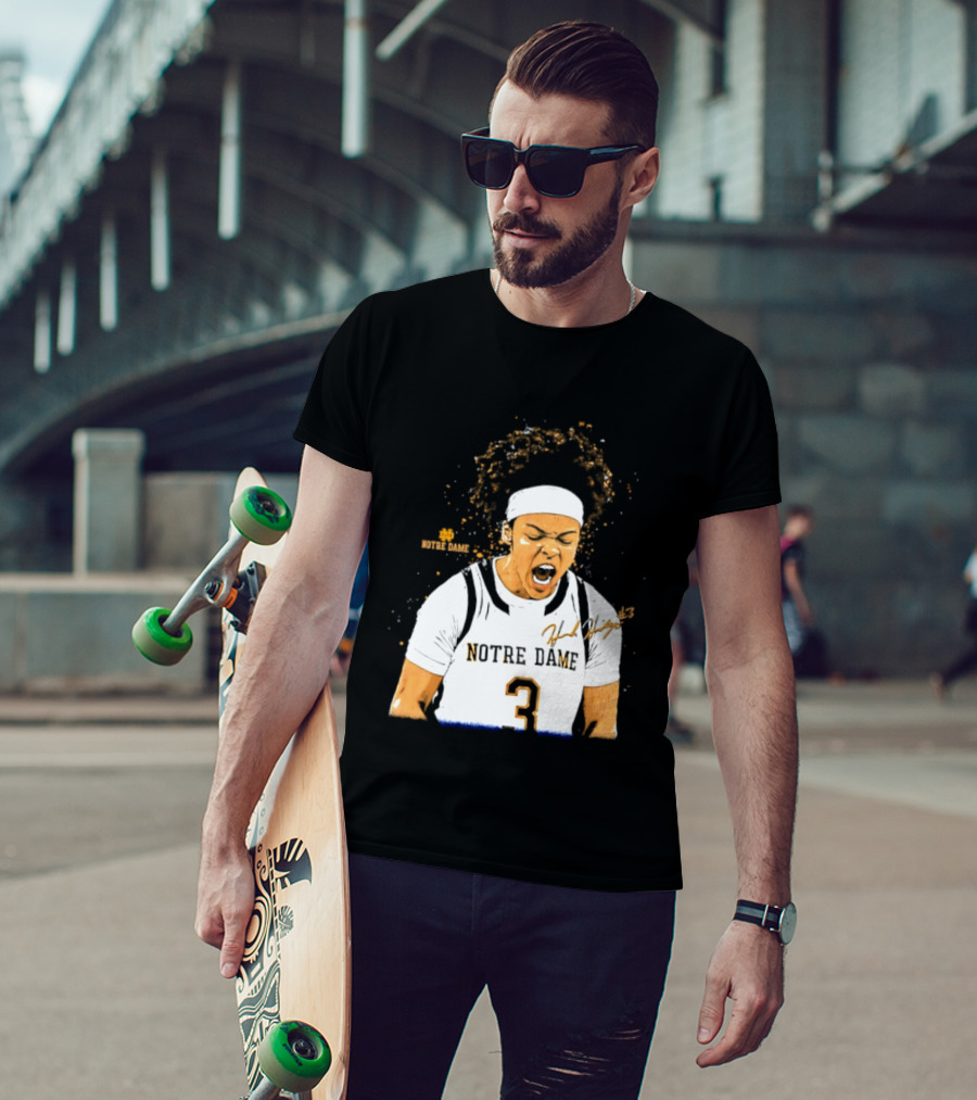 Notre Dame Basketball Hannah Hidalgo Caricature Number 3 NCAA Women's Player T-Shirt
