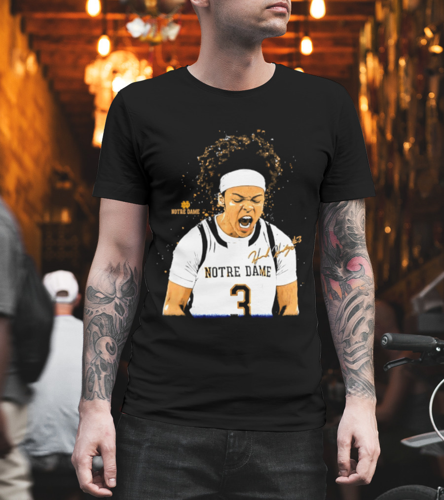 Notre Dame Basketball Hannah Hidalgo Caricature Number 3 NCAA Women's Player T-Shirt