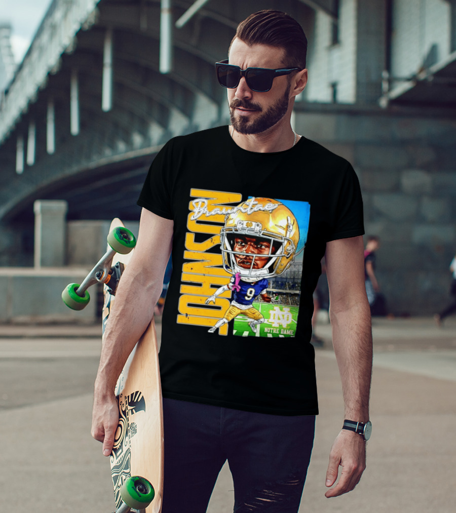Notre Dame NCAA Football Brauntae Johnson 9 Caricature T-Shirt