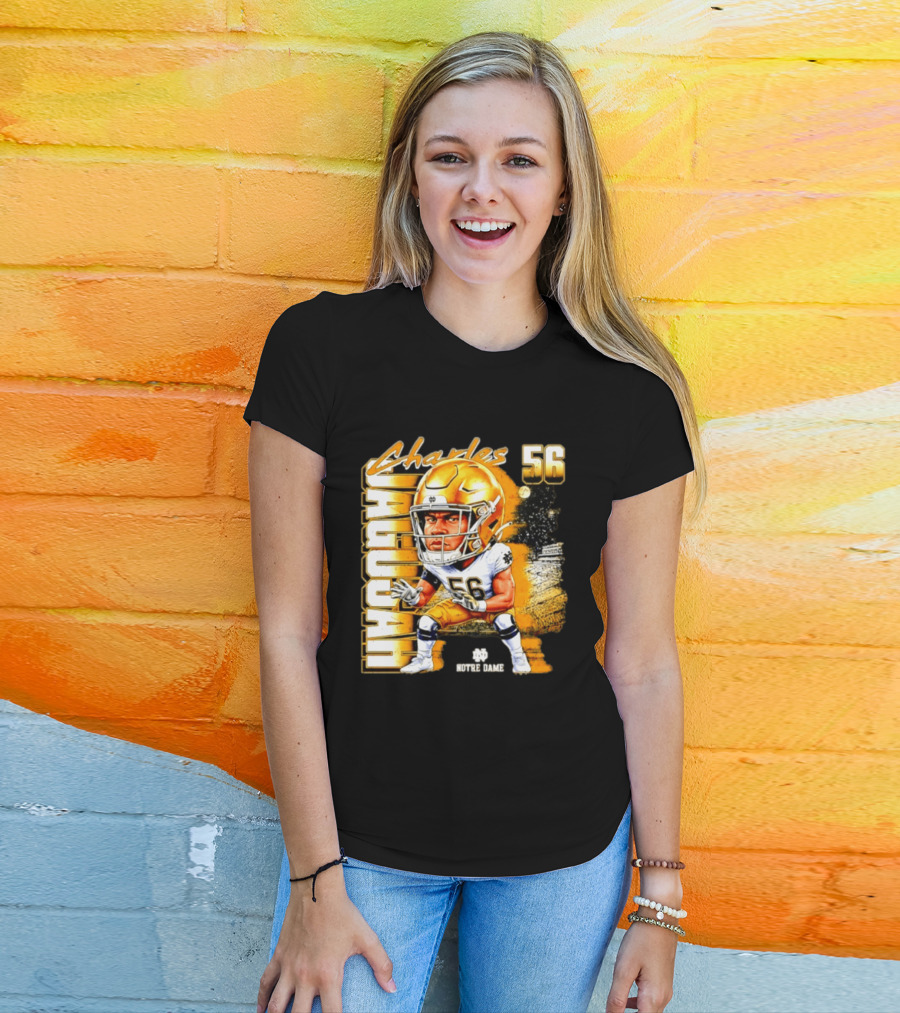 Charles Jagusah 56 Notre Dame Player NCAA Football Caricature T-Shirt