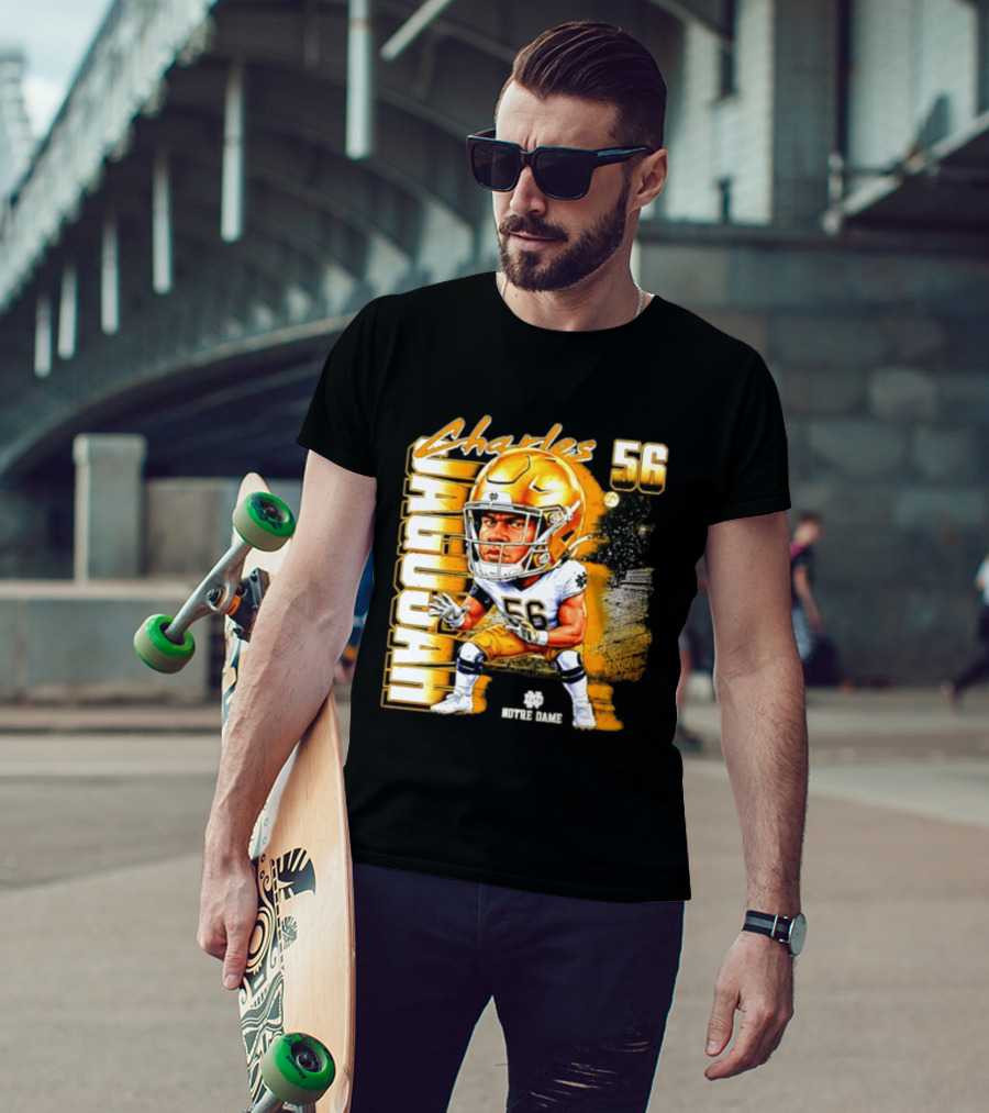Charles Jagusah 56 Notre Dame Player NCAA Football Caricature T-Shirt