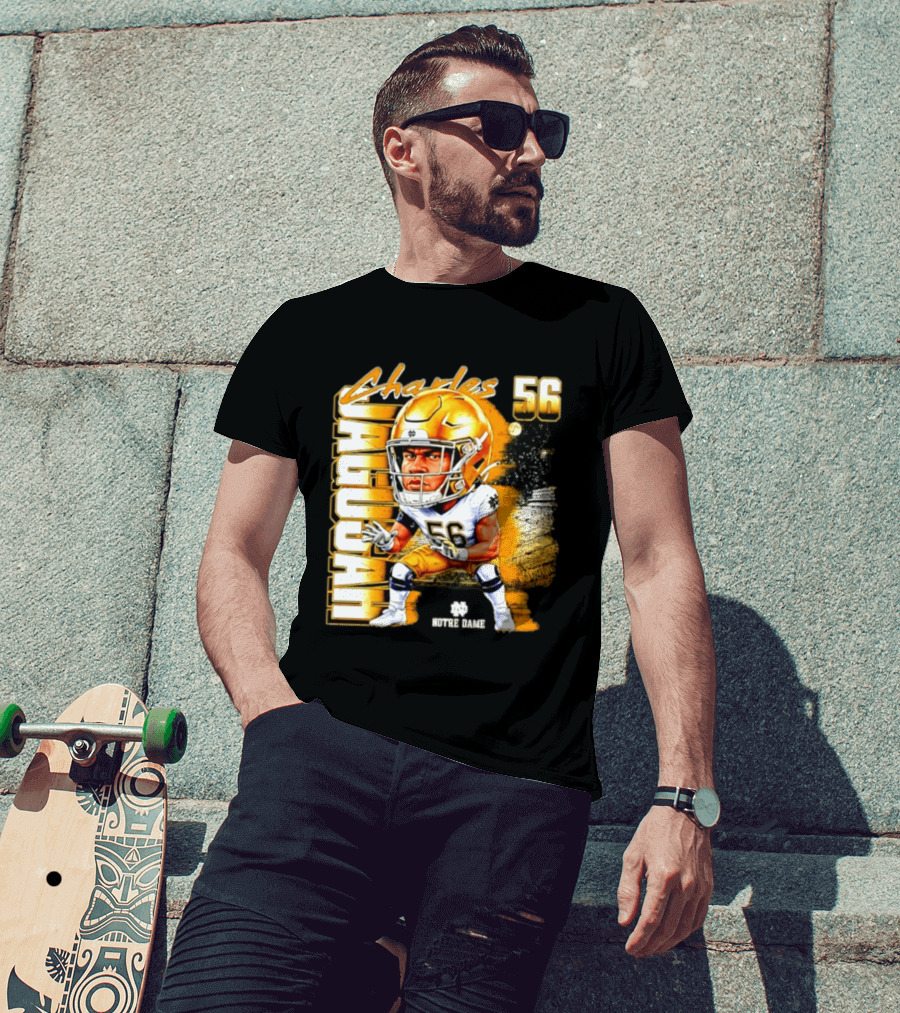 Charles Jagusah 56 Notre Dame Player NCAA Football Caricature T-Shirt