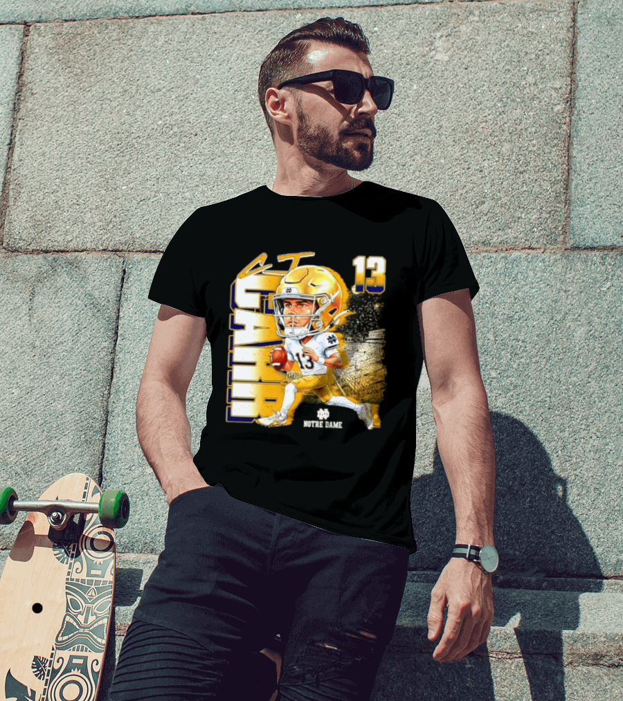 CJ Carr 13 Notre Dame Fighting Irish Football Player Caricature T-Shirt