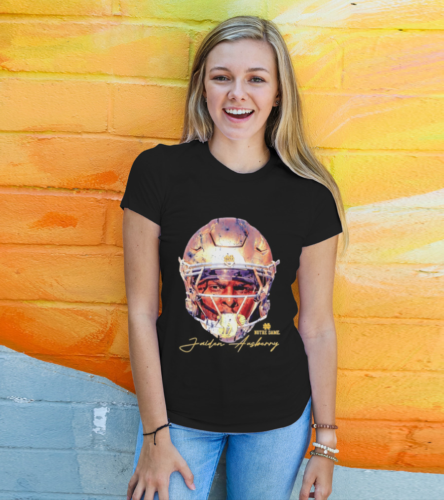 Notre Dame NCAA Football Helmet Jaiden Ausberry Swag Head T-Shirt