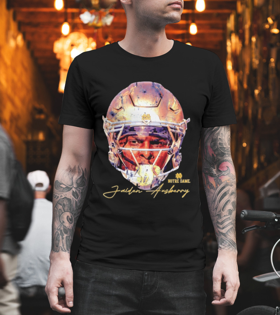 Notre Dame NCAA Football Helmet Jaiden Ausberry Swag Head T-Shirt