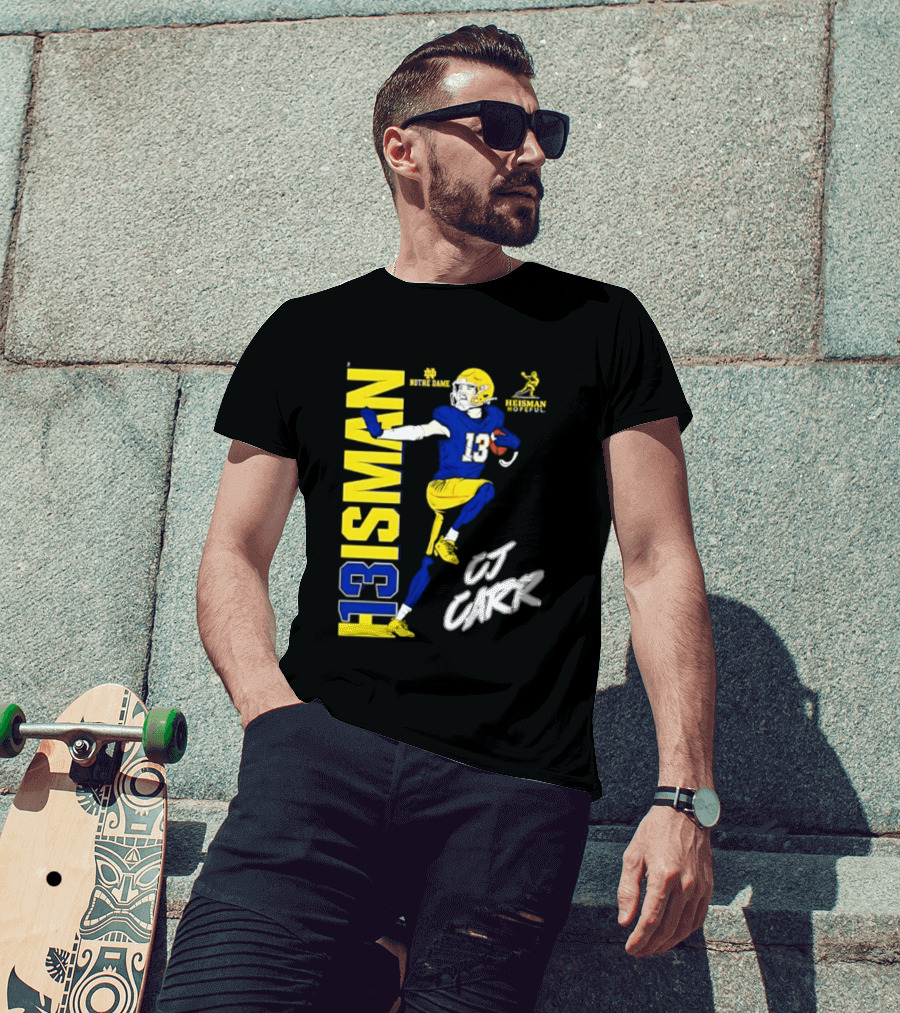 Notre Dame Football CJ Carr Heisman 13 NCAA T-Shirt