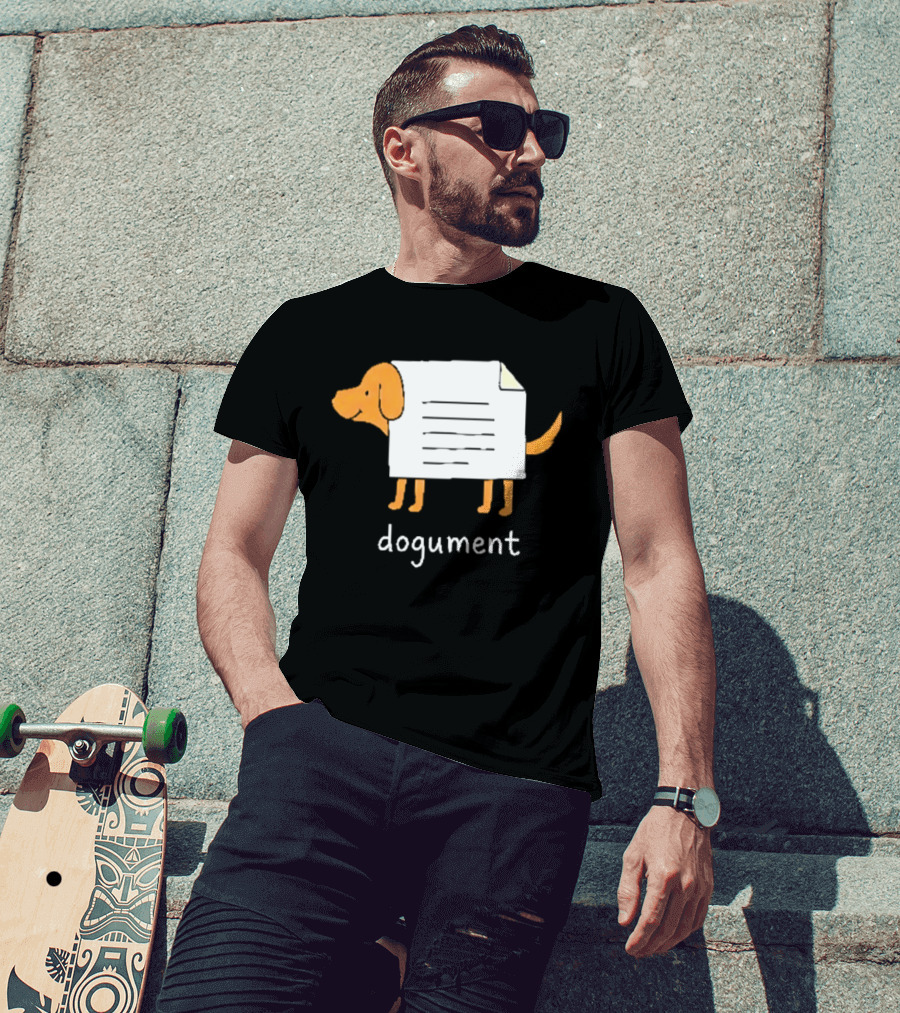 Dogument Pun Dog Document Office Humor T-Shirt