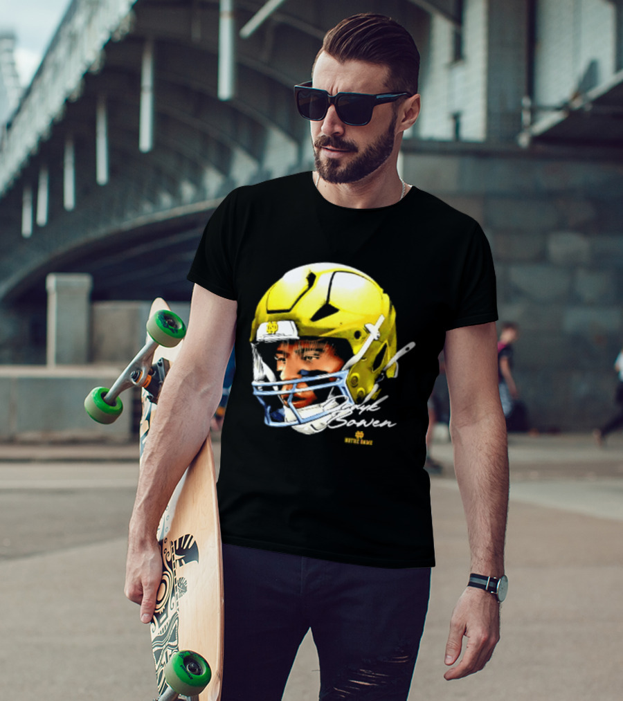 Notre Dame Drayk Bowen NCAA Football Headgear Fan Gear T-Shirt