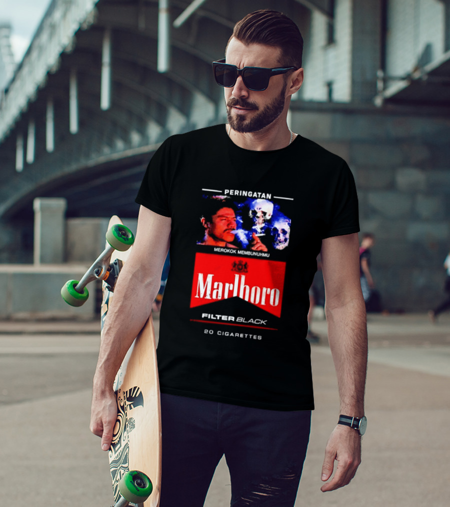 Marlboro Filter Black Peringatan Merokok Membunuhmu 50 Cigarettes T-Shirt