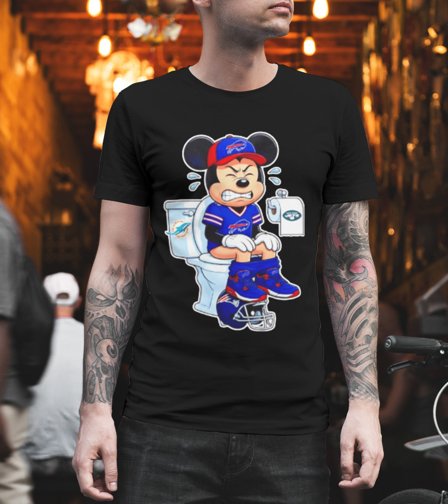 Mickey Toilet Buffalo Bills Defeat Jets Dolphins Patriots Football T-Shirt