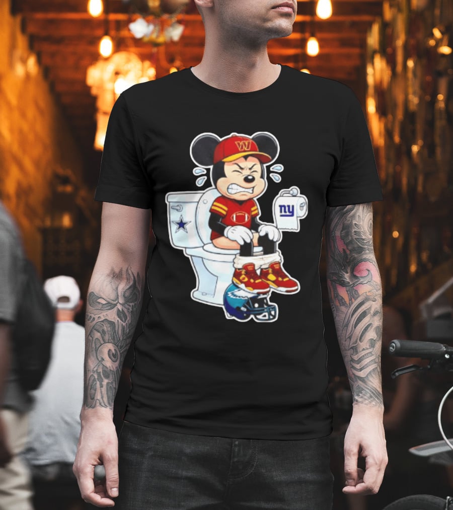 Mickey Toilet Washington W Frustrated Cowboys Giants Eagles Football Rivalry T-Shirt