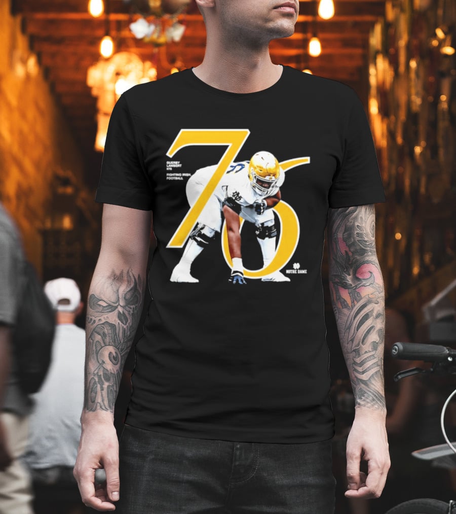 Notre Dame Football Player Number 76 Guerby Lambert NCAA T-Shirt