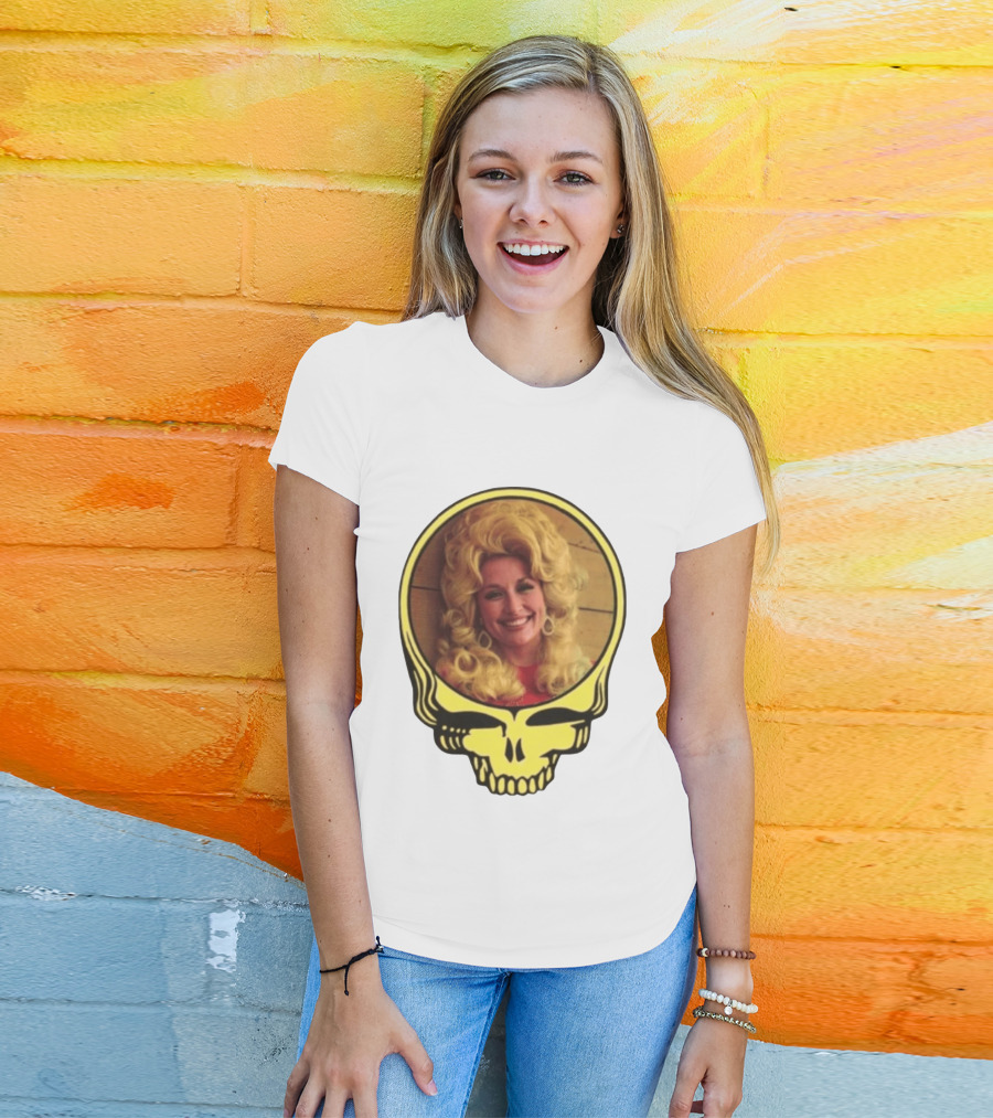 Dolly Parton Grateful Dead Skull Motif T-Shirt