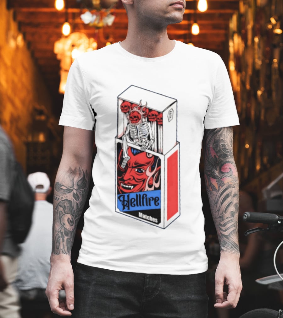 Hellfire Matches Devil Skeleton Occult Red Skull T-Shirt