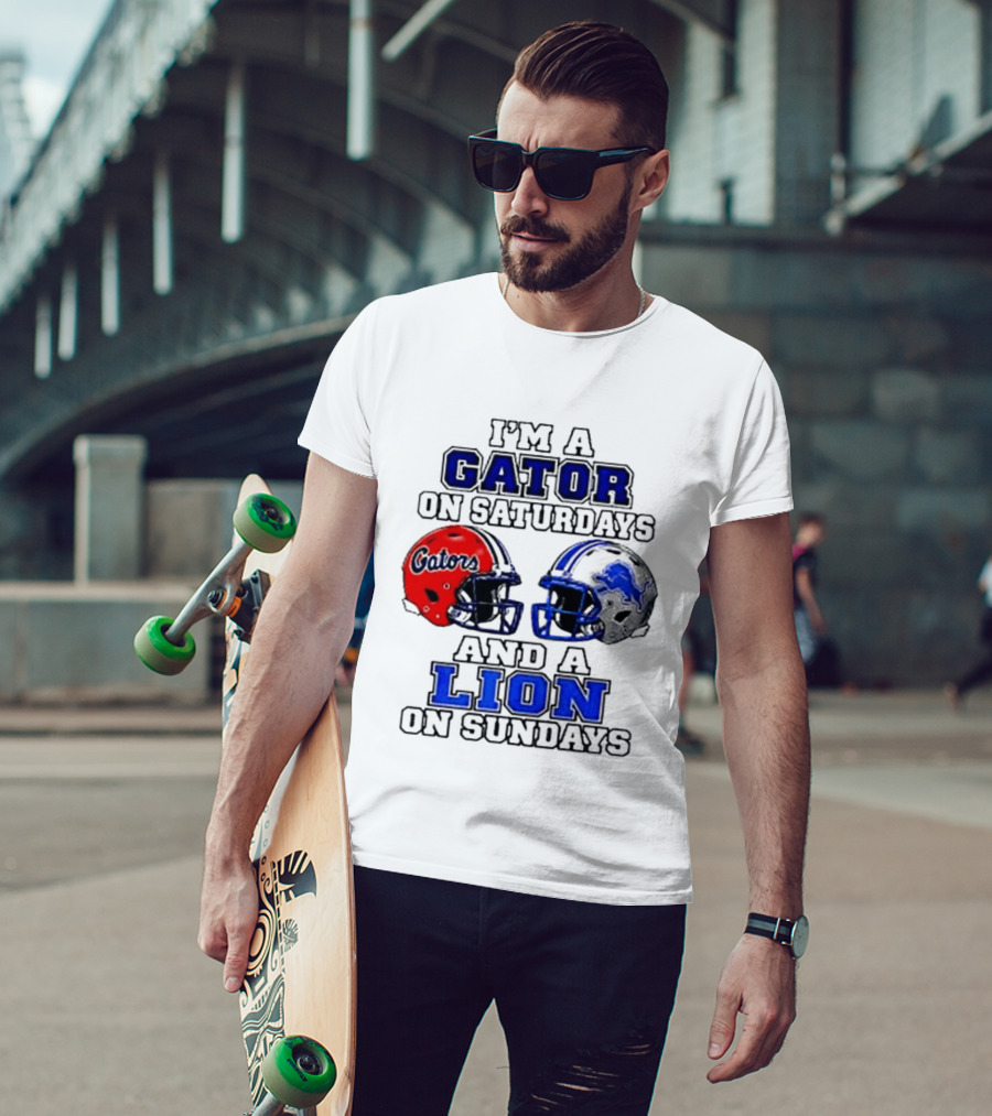 I'm A Gator On Saturdays And A Lion On Sundays Football Helmets T-Shirt