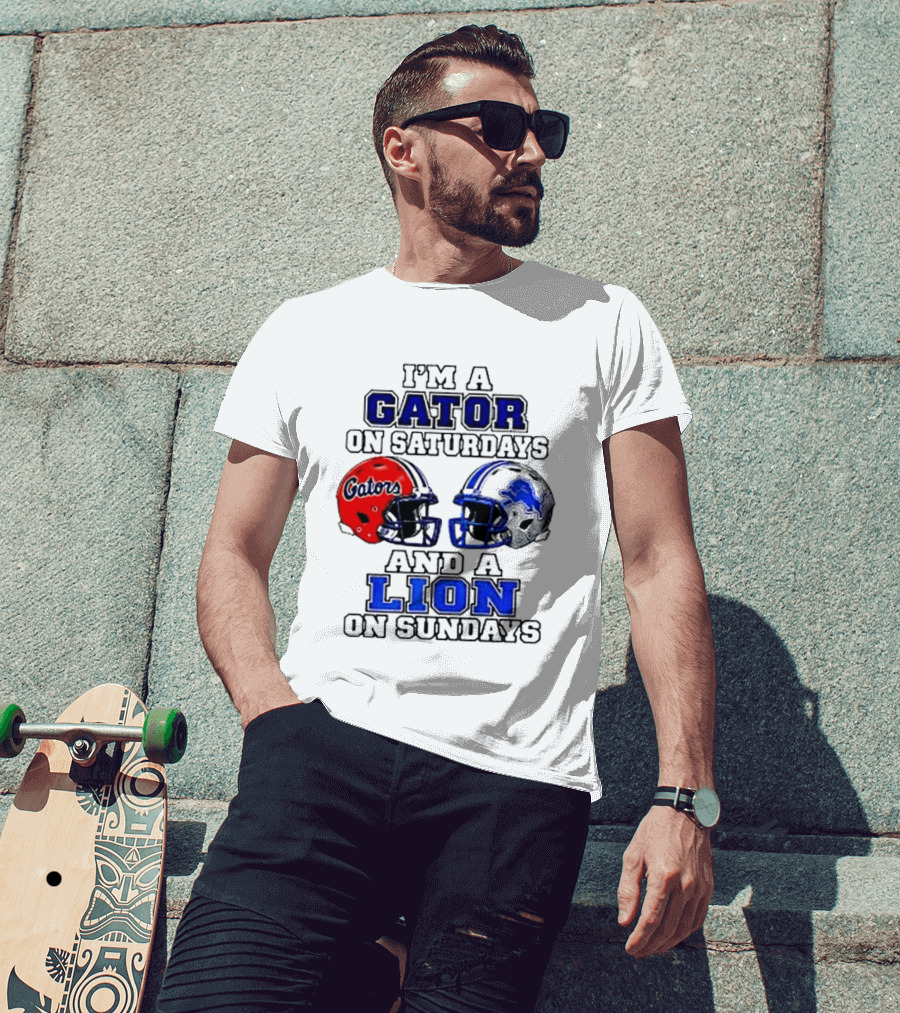 I'm A Gator On Saturdays And A Lion On Sundays Football Helmets T-Shirt