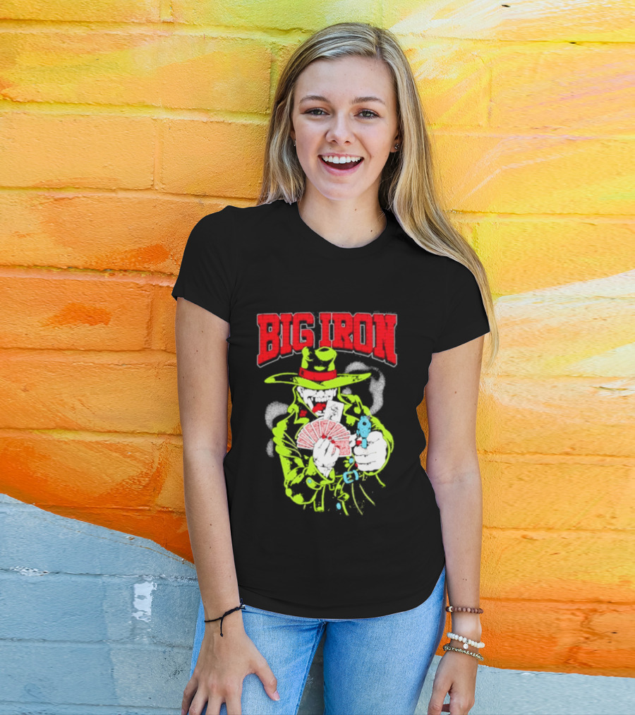 Big Iron Joker Cowboy Western Playing Cards T-Shirt