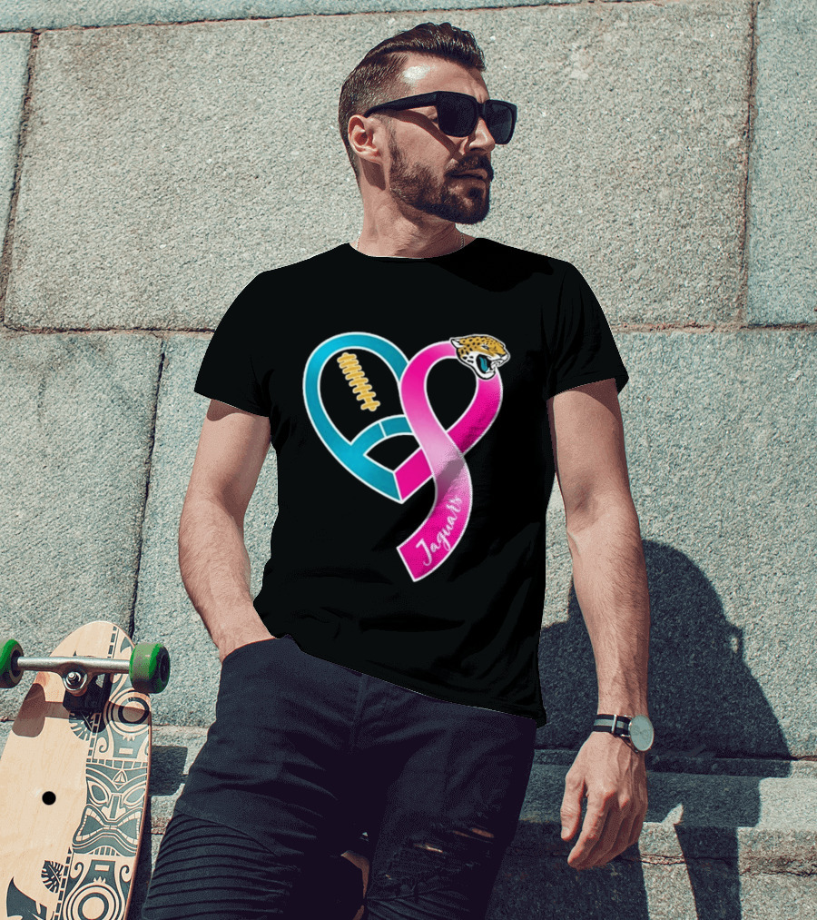 Jacksonville Jaguars Breast Cancer Awareness Heart Ribbon 2026 T-Shirt
