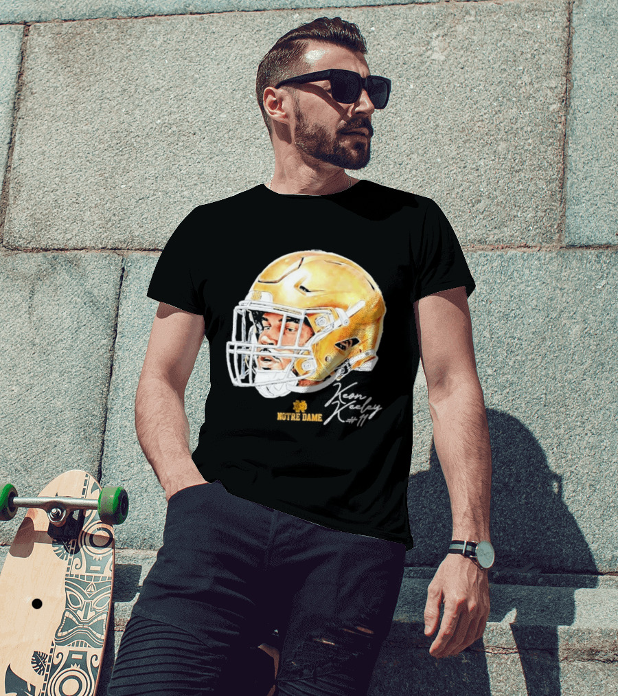 Keon Keeley 11 Notre Dame Football Helmet Swag T-Shirt