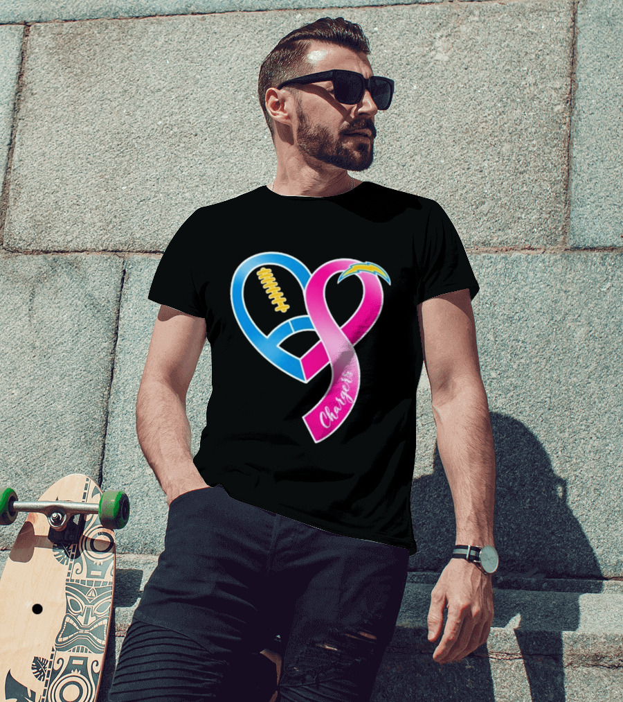 Los Angeles Chargers Breast Cancer Awareness Heart Ribbon 2026 T-Shirt