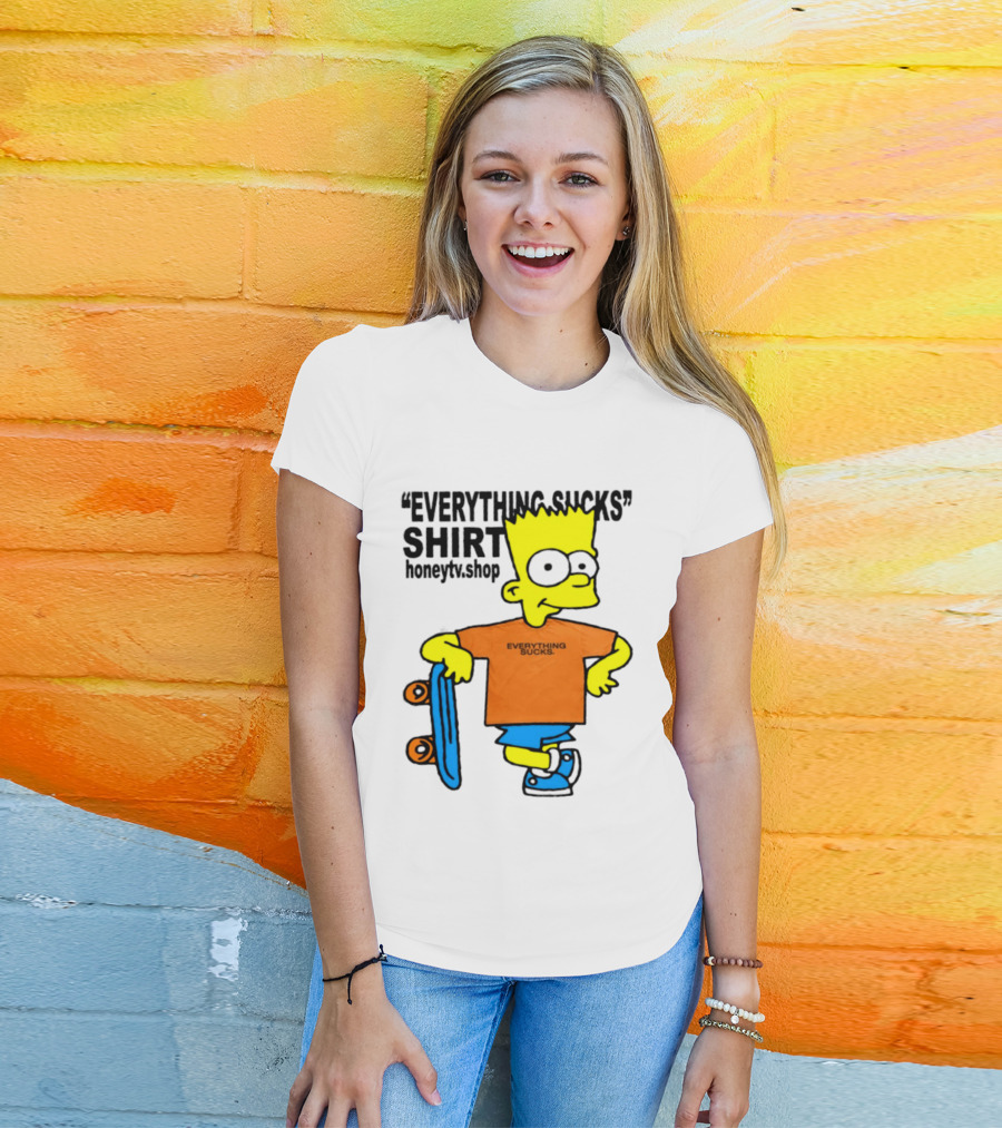 Bart Simpson Everything Sucks Skateboard Homage The Simpsons T-Shirt