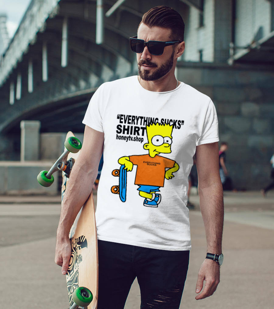 Bart Simpson Everything Sucks Skateboard Homage The Simpsons T-Shirt