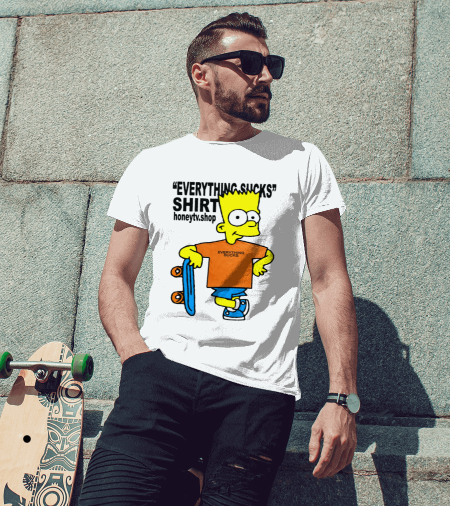 Bart Simpson Everything Sucks Skateboard Homage The Simpsons T-Shirt