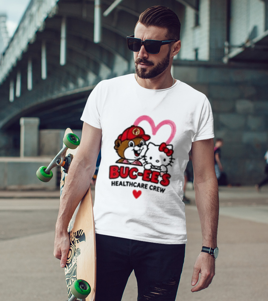 Buc Ee's Hello Kitty Caring Hearts Healthcare Crew T-Shirt