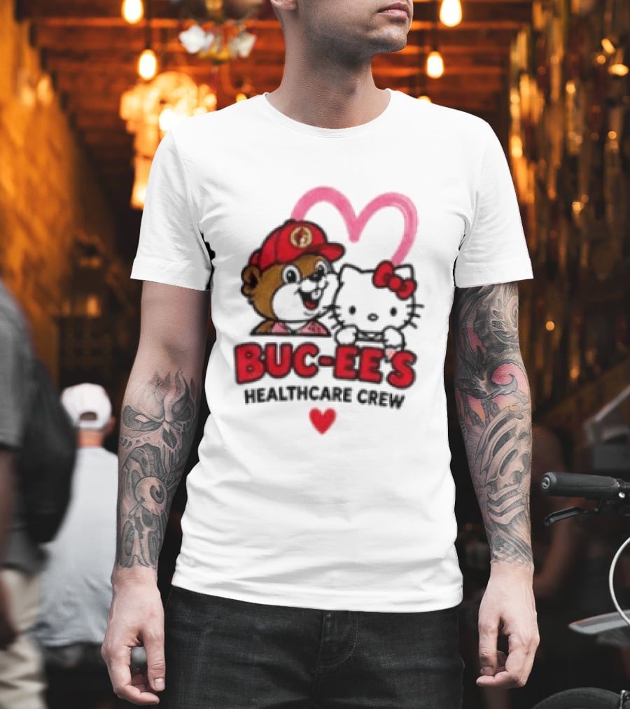 Buc Ee's Hello Kitty Caring Hearts Healthcare Crew T-Shirt
