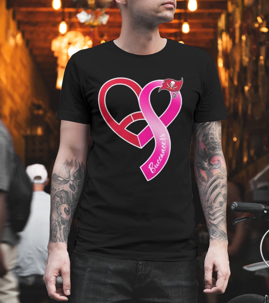 Tampa Bay Buccaneers Heart Ribbon Breast Cancer Awareness 2026 Flag T-Shirt