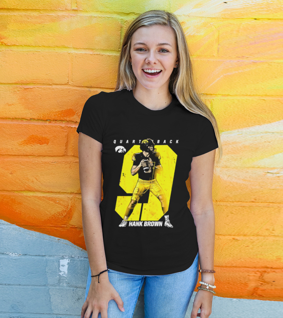 Hank Brown 9 Iowa Hawkeyes NCAA Football Quarterback Player Number T-Shirt