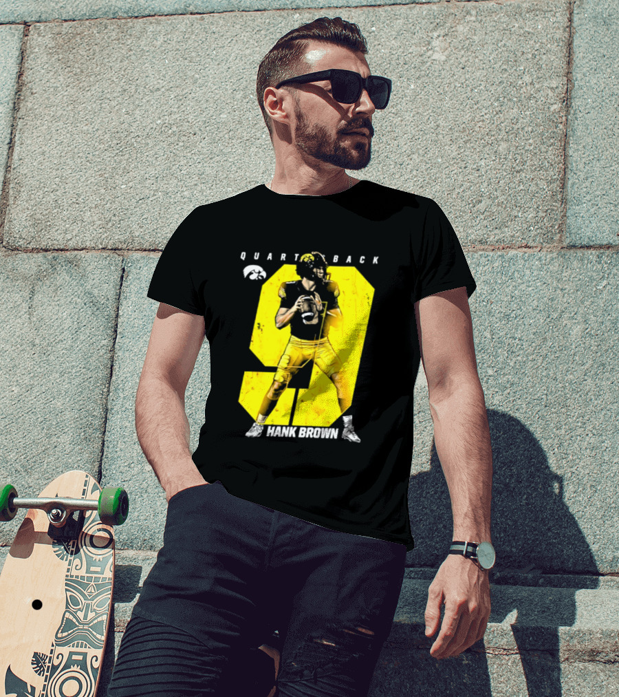 Hank Brown 9 Iowa Hawkeyes NCAA Football Quarterback Player Number T-Shirt