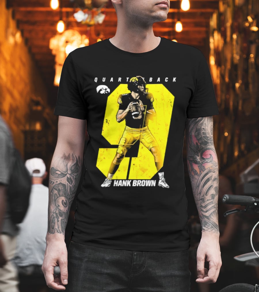 Hank Brown 9 Iowa Hawkeyes NCAA Football Quarterback Player Number T-Shirt