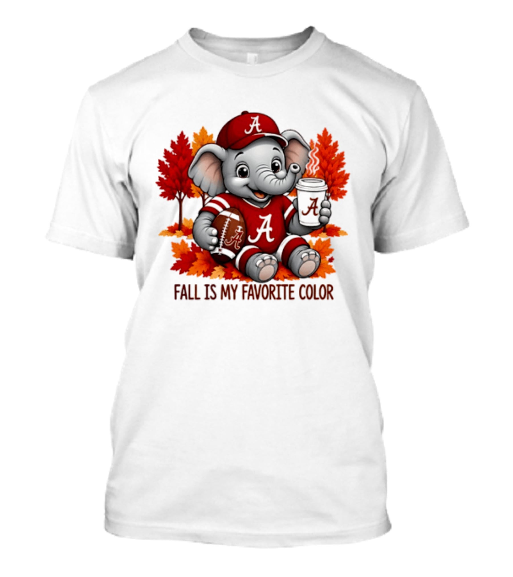 Alabama Crimson Tide Elephant Fall Is My Favorite Color Football Leaves T-Shirt