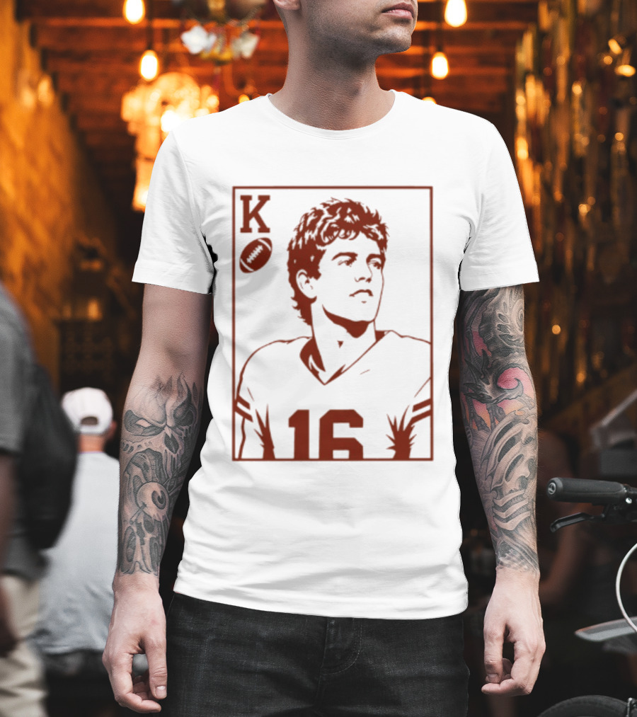 Arch Manning Texas Longhorns Quarterback King Of Hearts Playing Card 16 T-Shirt