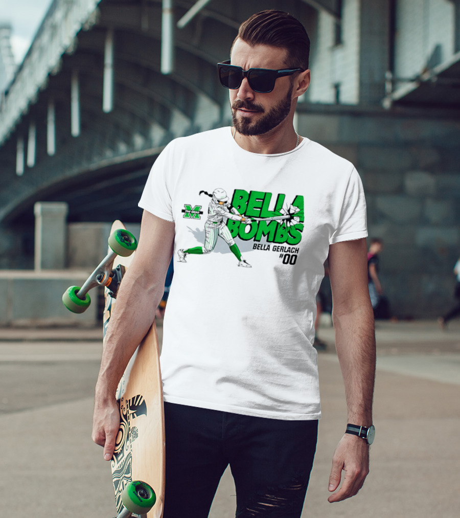 Marshall Thundering Herd Bella Bombs Bella Gerlach #00 NCAA Softball T-Shirt