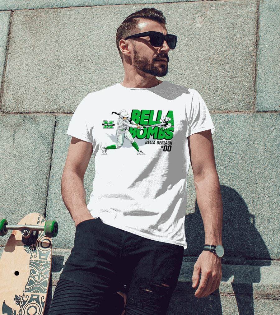 Marshall Thundering Herd Bella Bombs Bella Gerlach #00 NCAA Softball T-Shirt