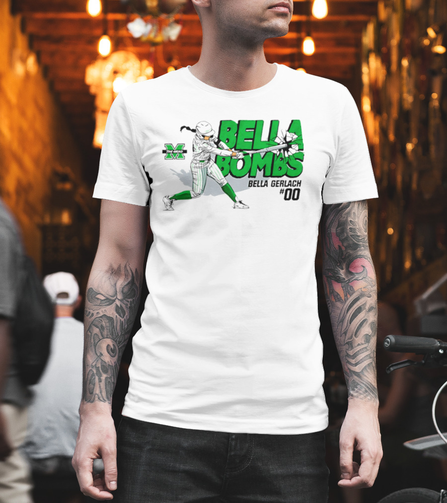 Marshall Thundering Herd Bella Bombs Bella Gerlach #00 NCAA Softball T-Shirt