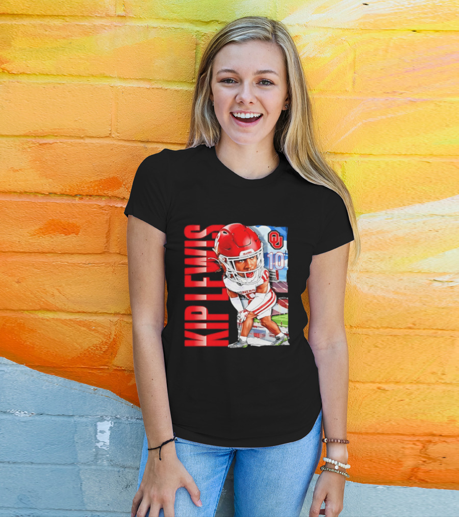 Kip Lewis 10 Oklahoma Sooners NCAA Football Player Caricature T-Shirt